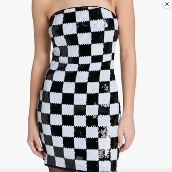 NWT En Saison Harper Mini Dress Black & White Sequin Tube Dress